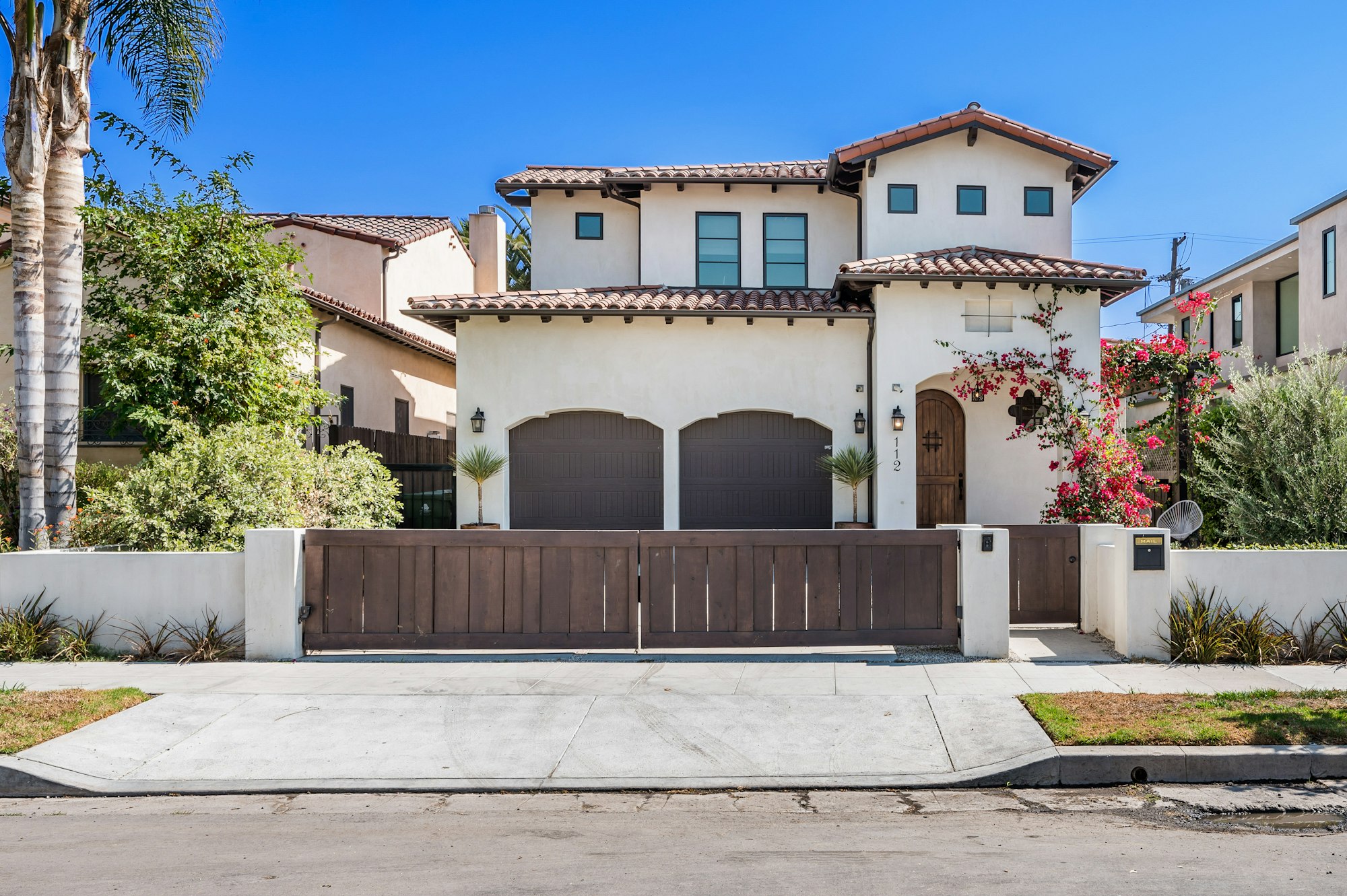 Exterior shot of a luxury Spanish-style home in Hollywood, California.